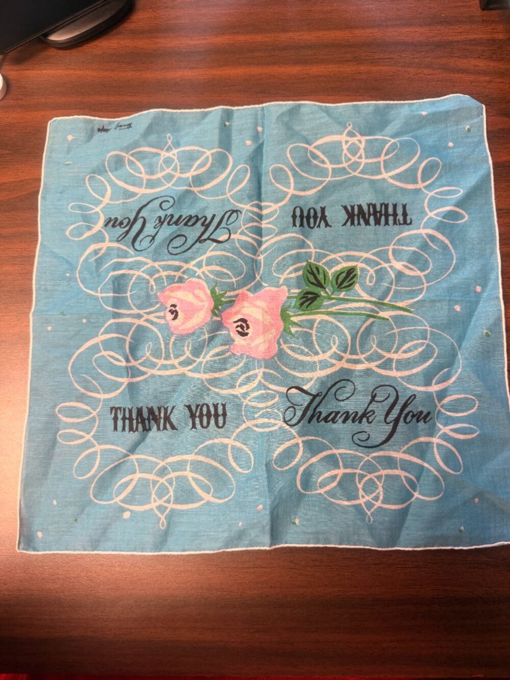 Vtg Tammis Keefe Handkerchief THANK YOU